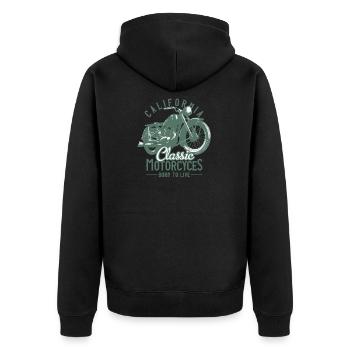 Classic motorcycles. Born to live - Unisex Premium Organic Zip Hoodie - black - Back - Nico (187cm)