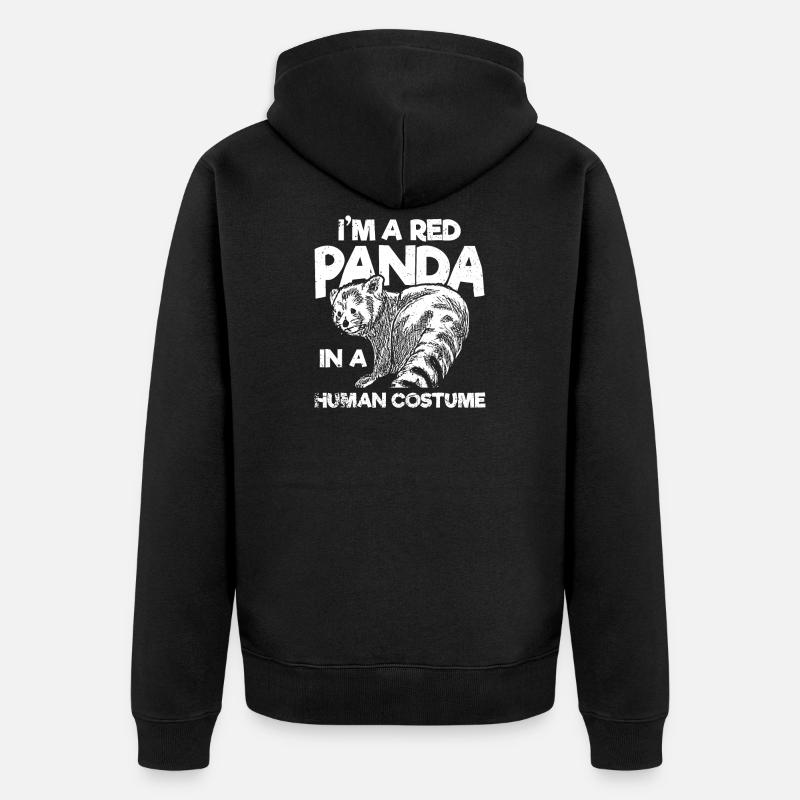 Roter Panda Tiergeschenk - Unisex Premium Bio Zip Hoodie - Schwarz