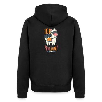100 days school Llama Lama Peru Alpaca - Unisex Premium Organic Zip Hoodie - black - Back - Nico (187cm)