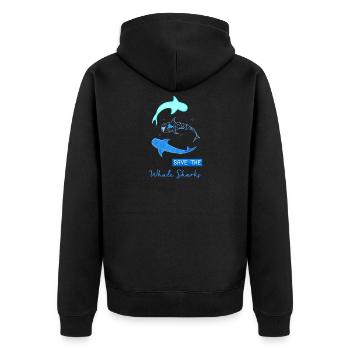 Save the Whale Sharks Shirt - Unisex Premium Bio Zip Hoodie - Schwarz - Hinten - Nico (187cm)