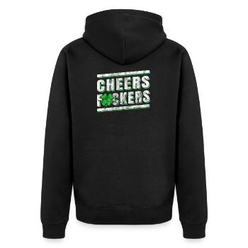 St. Patrick Tagesgetränk - Unisex Premium Bio Zip Hoodie - Schwarz - Hinten - Nico (187cm)
