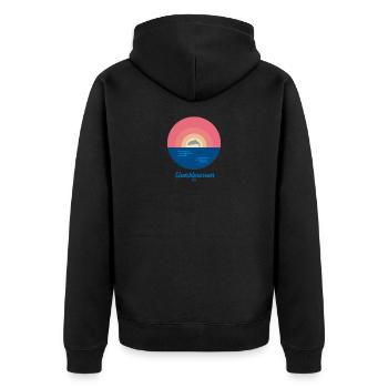 Clearblueocean Delfin Back T-Shirt - Unisex Premium Bio Zip Hoodie - Schwarz - Hinten - Nico (187cm)