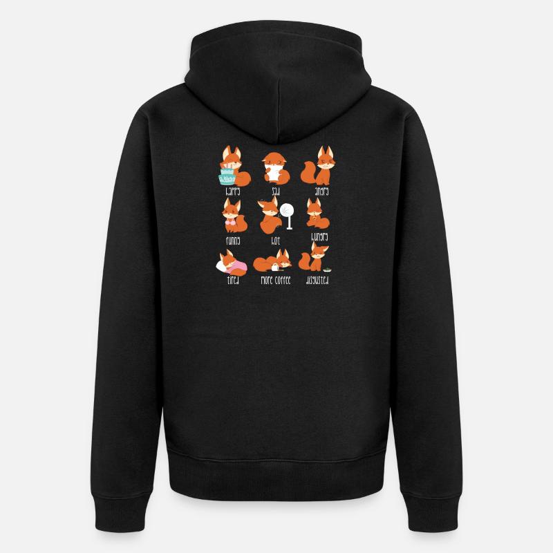 Fox - T-shirt Fox - Fan de Fox - Émoticônes - Veste à capuche bio Premium Unisexe - noir