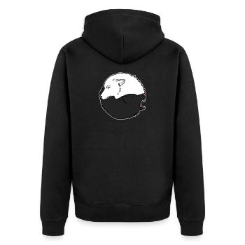 Wolf Asian Asiatisch Geschenk Yin Yang Geschenk - Unisex Premium Bio Zip Hoodie - Schwarz - Hinten - Nico (187cm)