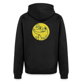 Wolf Cartoon Comic Rudel Beute Geschenk Idee Wild - Unisex Premium Bio Zip Hoodie - Schwarz - Hinten - Nico (187cm)