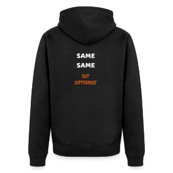 SAME SAME BUT DIFFERENT - Unisex Premium Bio Zip Hoodie - Schwarz - Hinten - Nico (187cm)