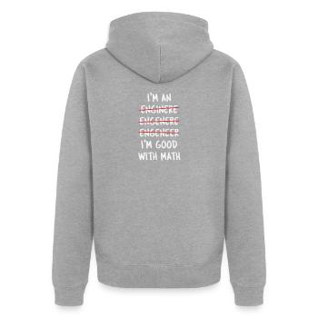Ingenieur Ingenieurswissenschaften Maschinenbau - Unisex Premium Bio Zip Hoodie - Grau meliert - Hinten - Nico (187cm)