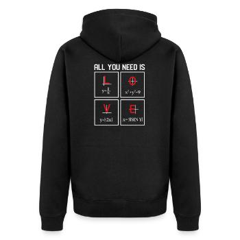 Math Design - Unisex Premium Organic Zip Hoodie - black - Back - Nico (187cm)