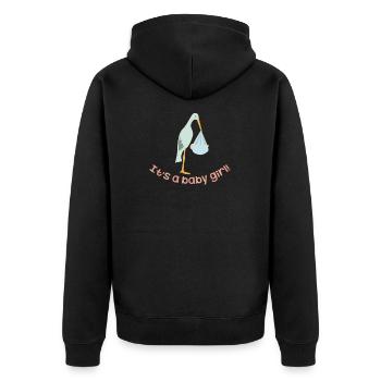 IT´S A BABY GIRL! - Unisex Premium Bio Zip Hoodie - Schwarz - Hinten - Nico (187cm)