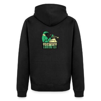 Trumpet Lizard Haustier Trompete Geschenk Design - Unisex Premium Bio Zip Hoodie - Schwarz - Hinten - Nico (187cm)