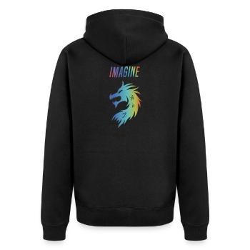 Imagine Fantasy Dragon Tattoo Style Design - Unisex Premium Organic Zip Hoodie - black - Back - Nico (187cm)