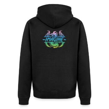 Imagine Fantasy Dragon Tattoo Style Design - Unisex Premium Organic Zip Hoodie - black - Back - Nico (187cm)