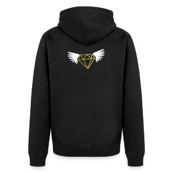 Diamant Flügel Engelsdiamant Schatz Frau Geschenk - Unisex Premium Bio Zip Hoodie - Schwarz - Hinten - Nico (187cm)
