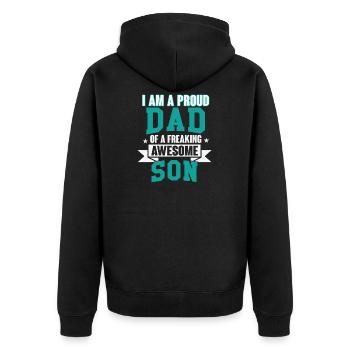 father and son - Unisex Premium Organic Zip Hoodie - black - Back - Nico (187cm)
