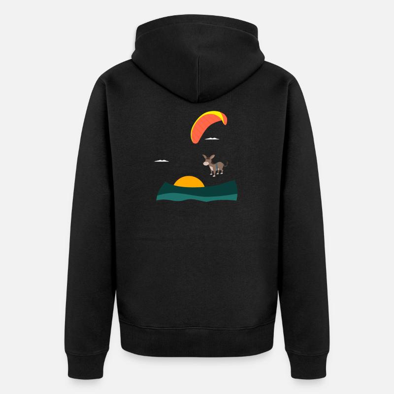 Âne mouches parapente - Veste à capuche bio Premium Unisexe - noir