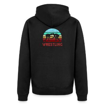 Ringer Freistil pinnen Geschenk Geschenkidee - Unisex Premium Bio Zip Hoodie - Schwarz - Hinten - Nico (187cm)