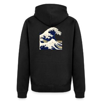 Wave Japan Japonais Kanagawa - Veste à capuche bio Premium Unisexe - noir - Dos - Nico (187cm)