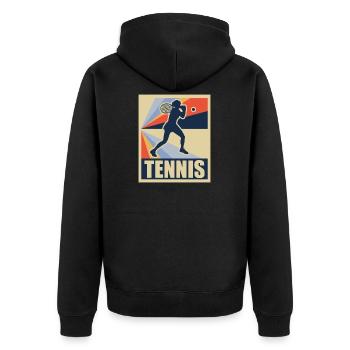 Retro tennis supplément vie cadeau - Veste à capuche bio Premium Unisexe - noir - Dos - Nico (187cm)