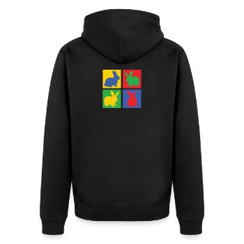 Hase - Unisex Premium Bio Zip Hoodie - Schwarz - Hinten - Nico (187cm)