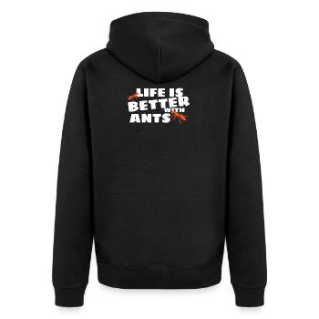ant - Unisex Premium Organic Zip Hoodie - black - Back - Nico (187cm)
