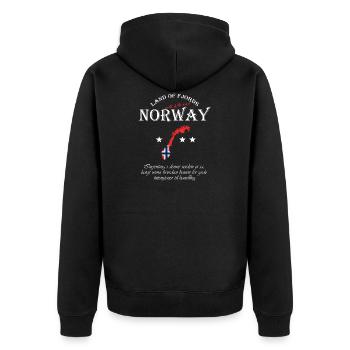 norwegen Land der Fjorde - Unisex Premium Bio Zip Hoodie - Schwarz - Hinten - Nico (187cm)