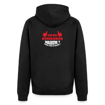 Ich bin Busfahrer - Bus, Fahrer, Geschenkidee - Unisex Premium Bio Zip Hoodie - Schwarz - Hinten - Nico (187cm)