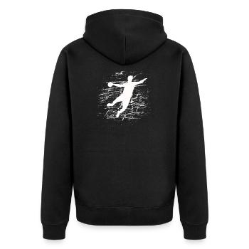 Handball Handball Shirt Circular Runner Throw Gift - Unisex Premium Organic Zip Hoodie - black - Back - Nico (187cm)