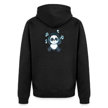 Panda Musik Playlist Kopfhörer Melodie Geschenk - Unisex Premium Bio Zip Hoodie - Schwarz - Hinten - Nico (187cm)