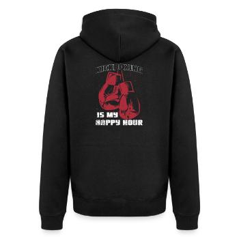 Kickboxing Happy Hour - Unisex Premium Organic Zip Hoodie - black - Back - Nico (187cm)