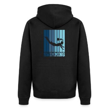 Schwimmen Schwimmer Tauchen Retro Geschenk - Unisex Premium Bio Zip Hoodie - Schwarz - Hinten - Nico (187cm)