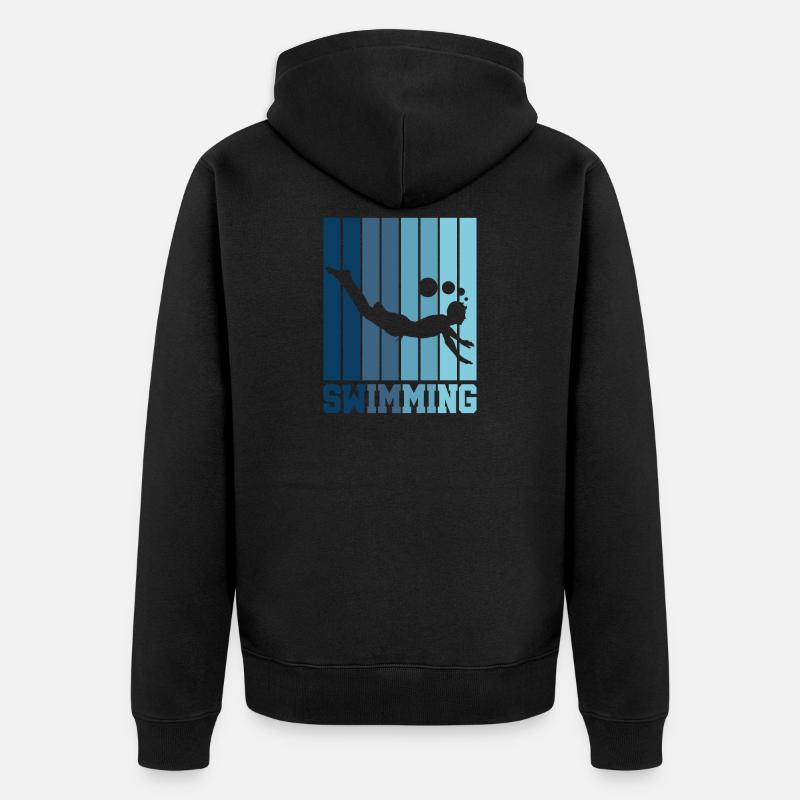 Natation nageurs plongée rétro cadeau - Veste à capuche bio Premium Unisexe - noir