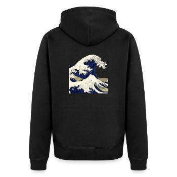Kanagawa Japan wave - Unisex Premium Organic Zip Hoodie - black - Back - Nico (187cm)