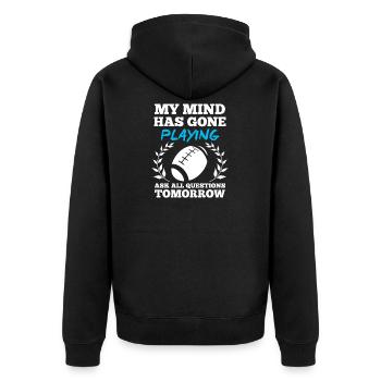 rugby - Unisex Premium Organic Zip Hoodie - black - Back - Nico (187cm)