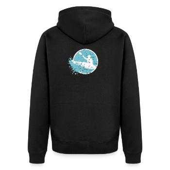 Wildwasser Welle Rodeo Kanu Kajak Sport Geschenk - Unisex Premium Bio Zip Hoodie - Schwarz - Hinten - Nico (187cm)