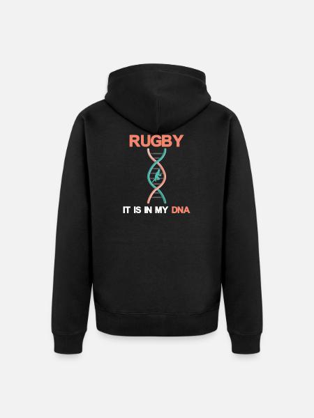 Rugby DNA - Unisex Premium Organic Zip Hoodie - black