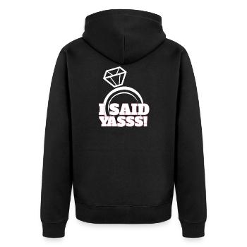 Hochzeit - Unisex Premium Bio Zip Hoodie - Schwarz - Hinten - Nico (187cm)