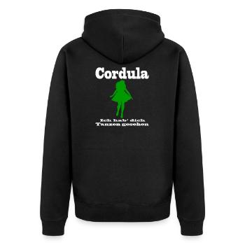 Cordula - Ich hab dich Tanzen gesehen - Unisex Premium Bio Zip Hoodie - Schwarz - Hinten - Nico (187cm)