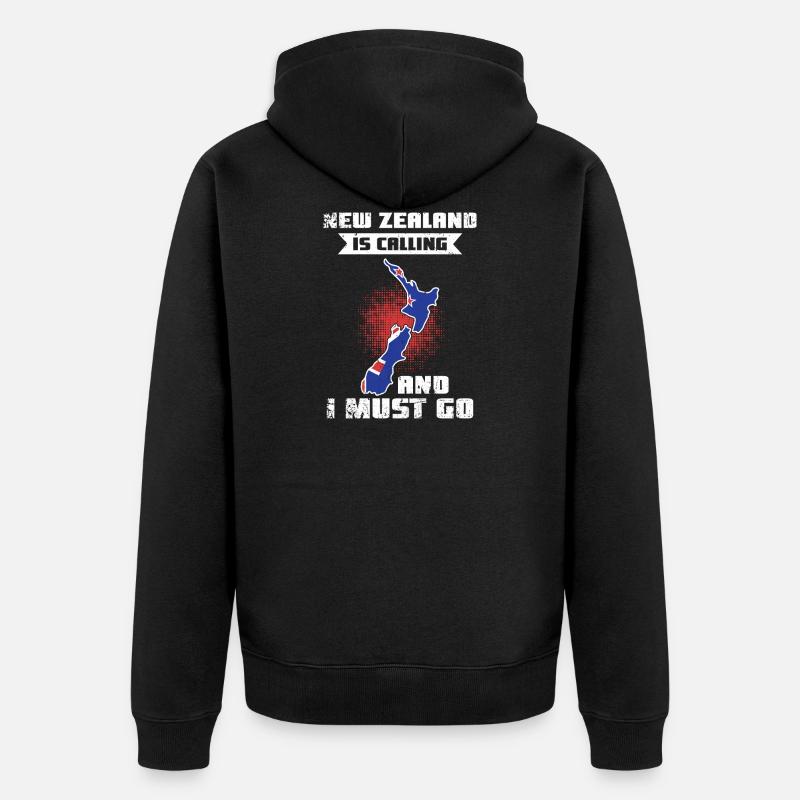 Neuseeland ruft an - Unisex Premium Bio Zip Hoodie - Schwarz