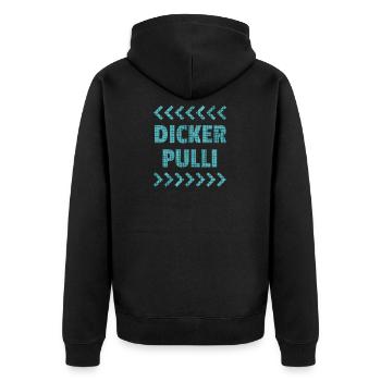 DICKER PULLI - Unisex Premium Bio Zip Hoodie - Schwarz - Hinten - Nico (187cm)
