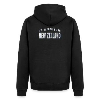 Kiwi-Neuseeländer - Unisex Premium Bio Zip Hoodie - Schwarz - Hinten - Nico (187cm)