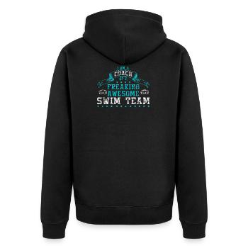 Swim - Coach team swim water sports gift - Unisex Premium Organic Zip Hoodie - black - Back - Nico (187cm)