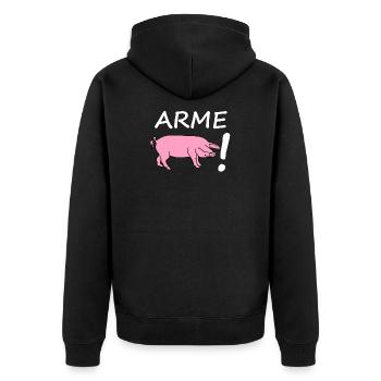 Arme sau - Unisex Premium Bio Zip Hoodie - Schwarz - Hinten - Nico (187cm)