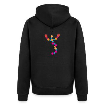 DNA DNS Lustiges Maskottchen Männchen Logo - Unisex Premium Bio Zip Hoodie - Schwarz - Hinten - Nico (187cm)