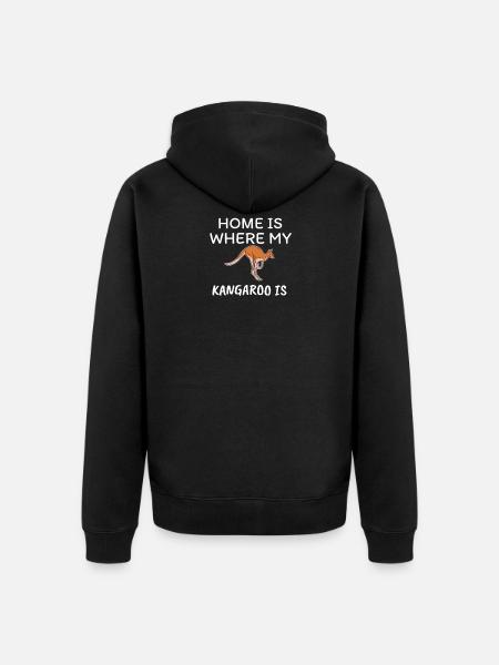 kangaroo - Unisex Premium Organic Zip Hoodie - black