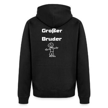 Der große Bruder - Unisex Premium Bio Zip Hoodie - Schwarz - Hinten - Nico (187cm)