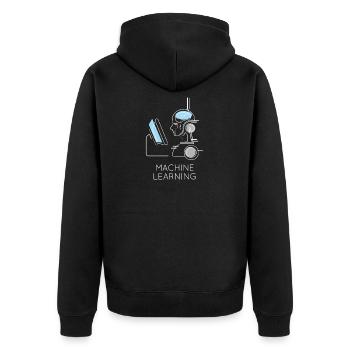 Machine Learning Ai - Unisex Premium Bio Zip Hoodie - Schwarz - Hinten - Nico (187cm)