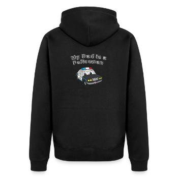 Mein Papa ist ein Polizist, Polizeiauto - Unisex Premium Bio Zip Hoodie - Schwarz - Hinten - Nico (187cm)