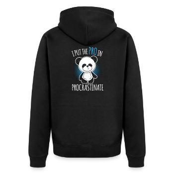 Panda Procrastinate Aufschieben Faul Witz Geschenk - Unisex Premium Bio Zip Hoodie - Schwarz - Hinten - Nico (187cm)
