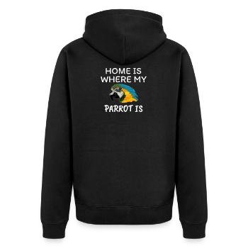 Papagei - Unisex Premium Bio Zip Hoodie - Schwarz - Hinten - Nico (187cm)