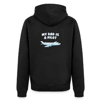 Mein Papa ist ein Pilot, Flugzeug - Unisex Premium Bio Zip Hoodie - Schwarz - Hinten - Nico (187cm)